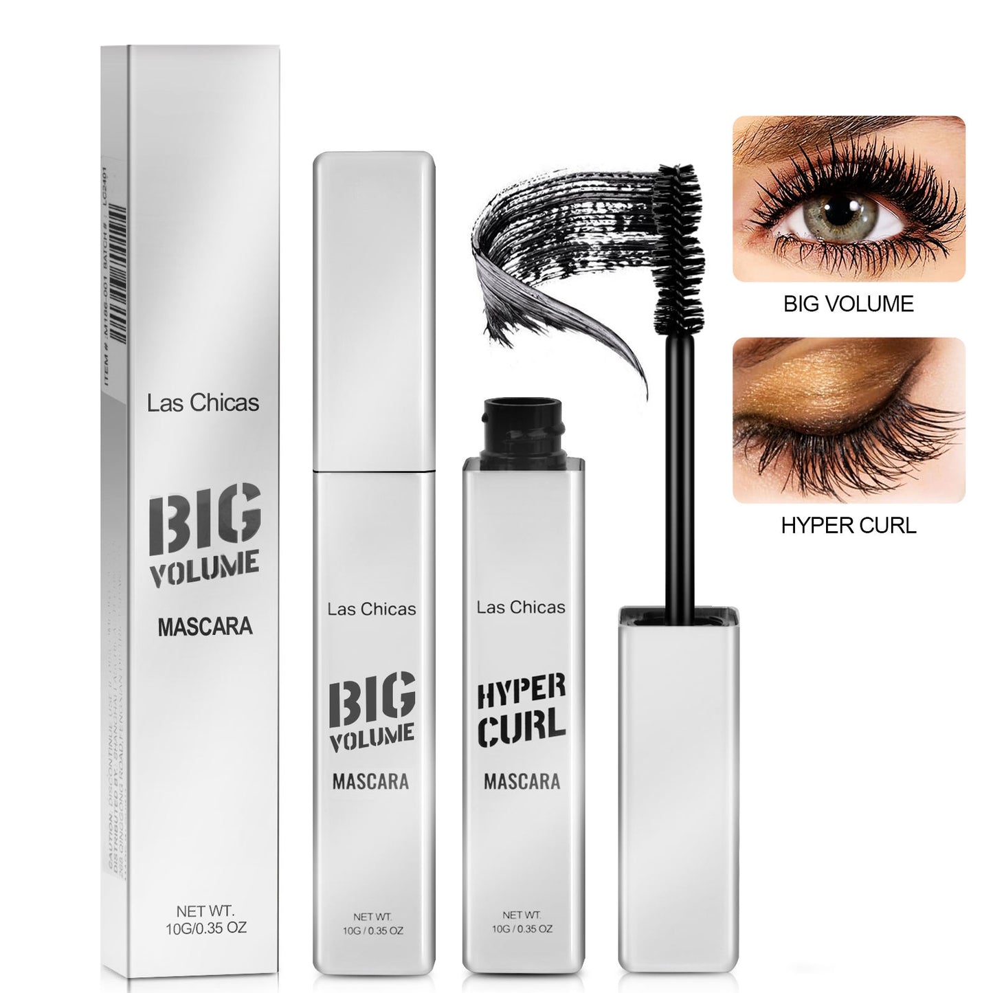 2-Pack Waterproof Volumizing Mascara - Long-Lasting Black Lengthening Cream