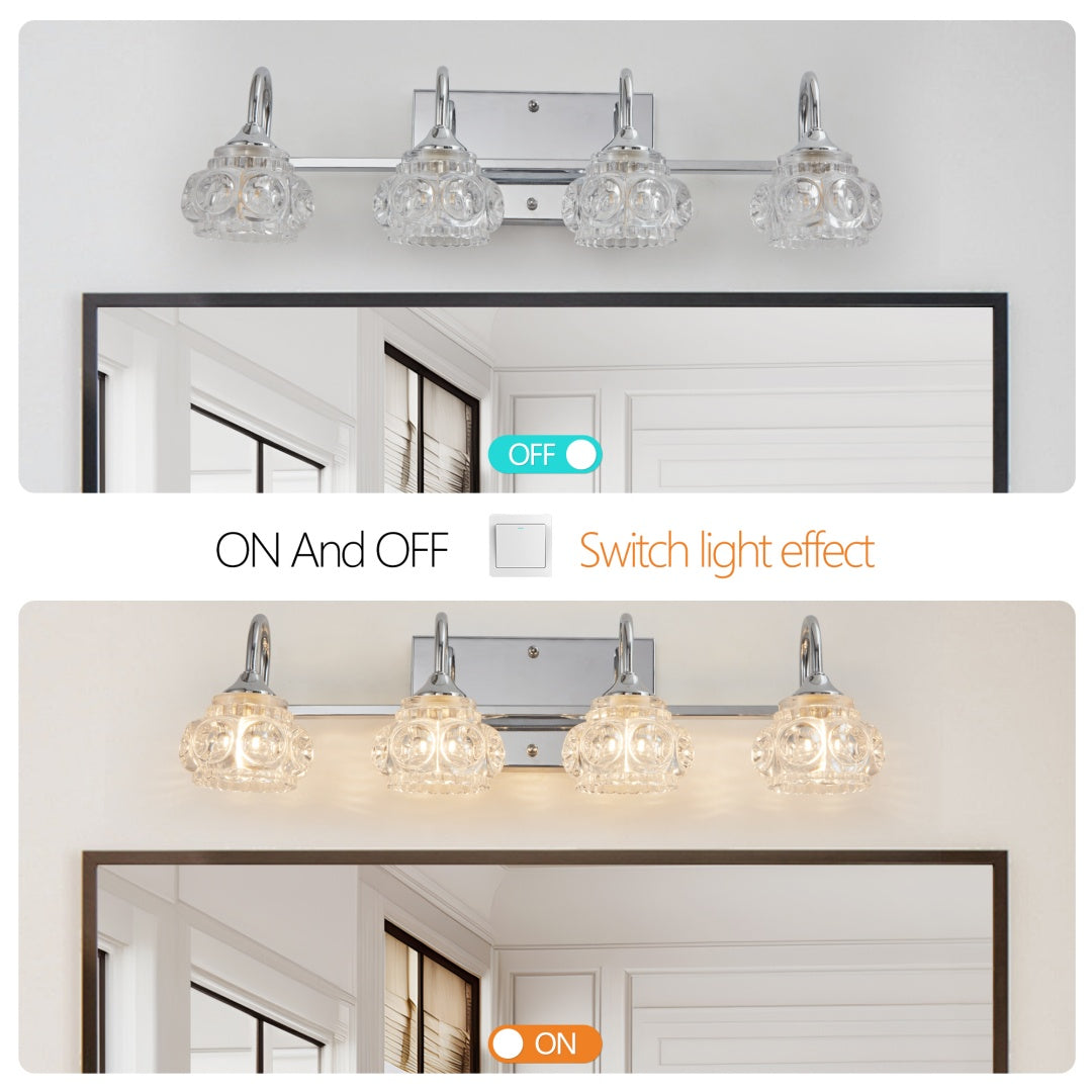 Vintage Nickel Finish 4-Light Bathroom Vanity Light Fixture
