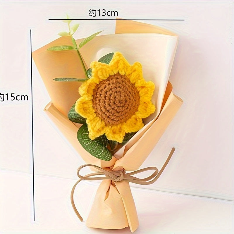 Knitted Sunflower Bouquet - Handmade Artificial Flowers