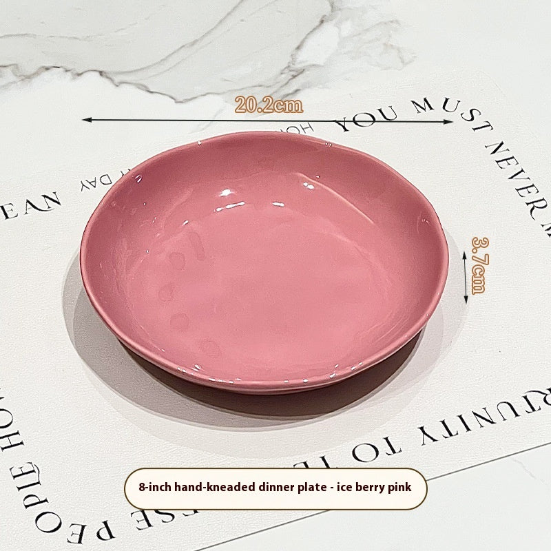 8-Inch Ceramic Dinner Plate - Deep Round Food Plate for Kitchen & Dining