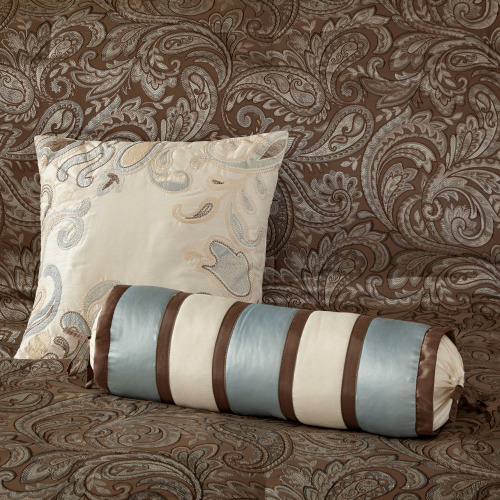 12-Piece Comforter Set with Cotton Bed Sheets - Blue & Brown Full