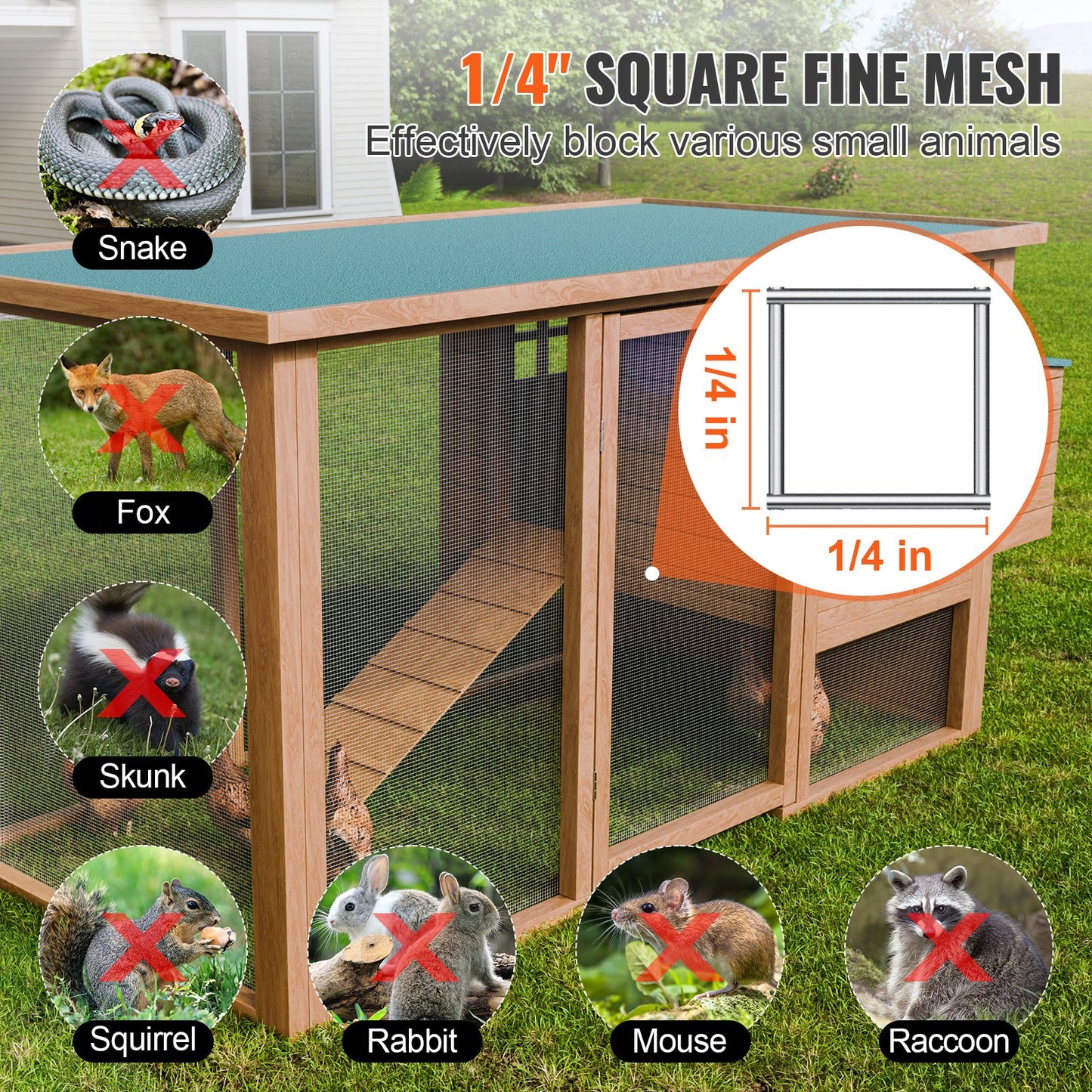 Galvanized Wire Mesh Roll 1/4 Inch 36x100 Ft Heavy Duty Fencing for Garden and Small Animals - Silver