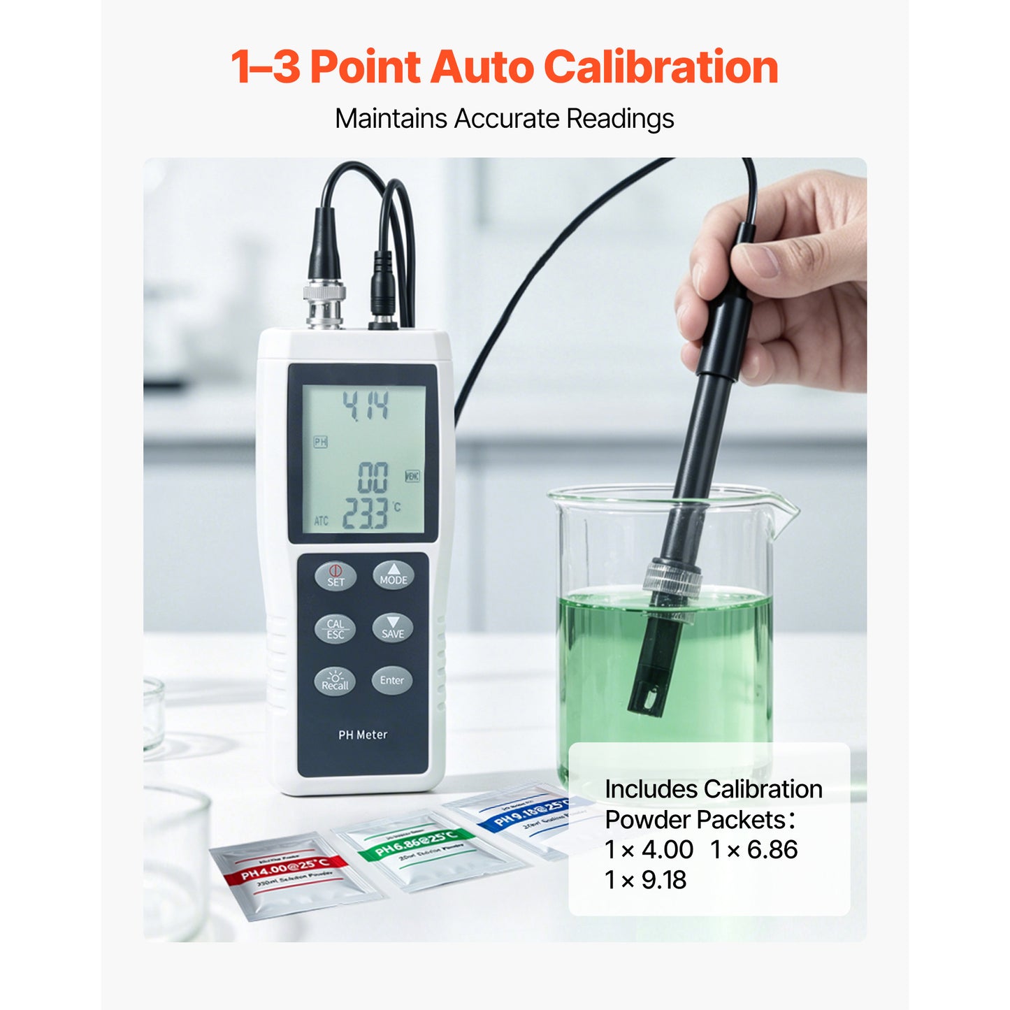 PH Meter 0-14 pH Range Waterproof Probe Portable Tester Kit for Drinking Water & Hydroponics