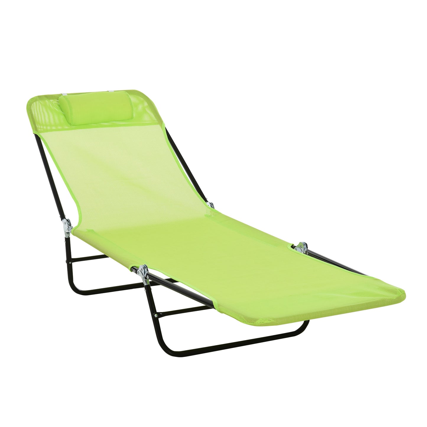 Folding Chaise Lounge Chair with Reclining Back - Green
