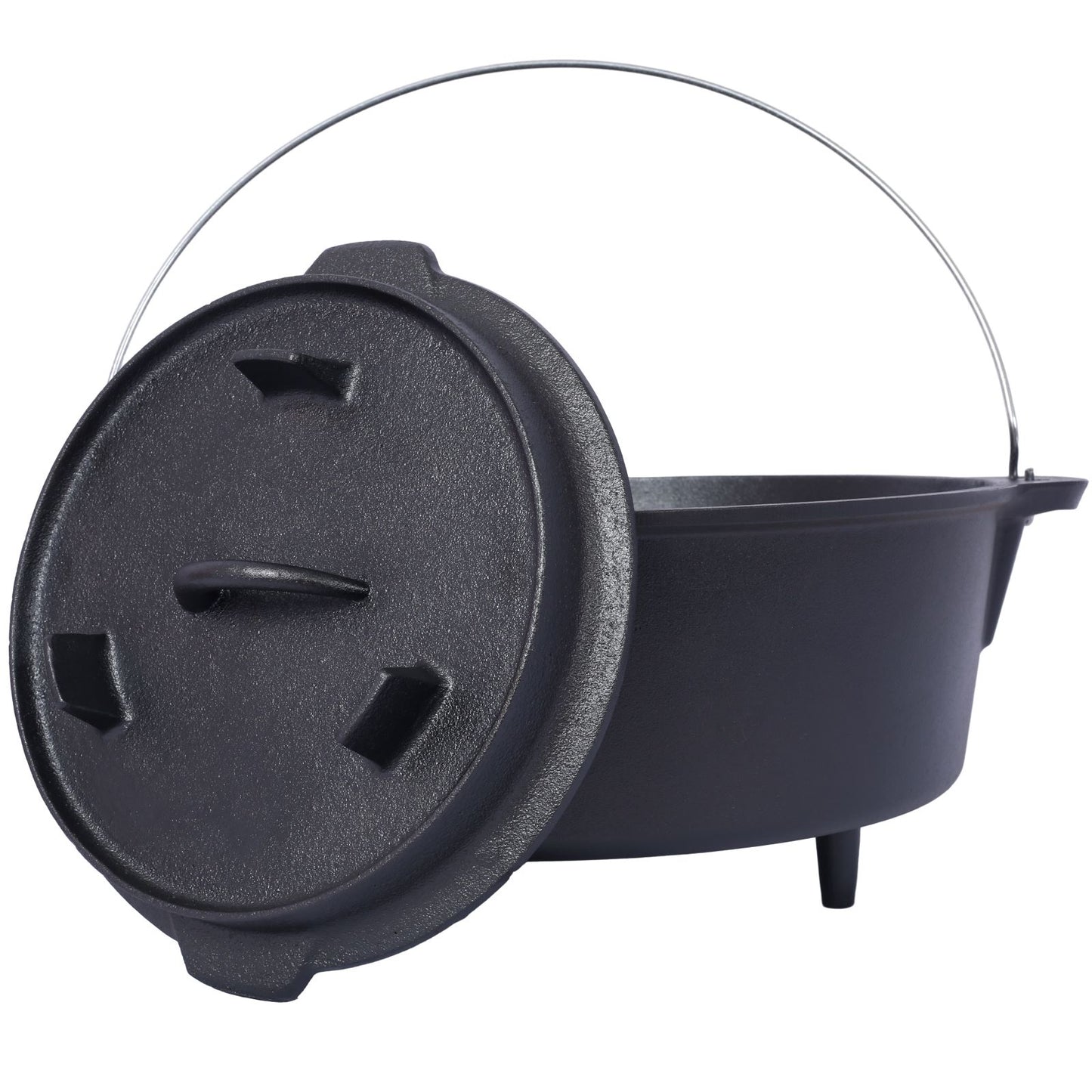 Cast Iron Dutch Oven for Camping - Pre-Seasoned with Legs