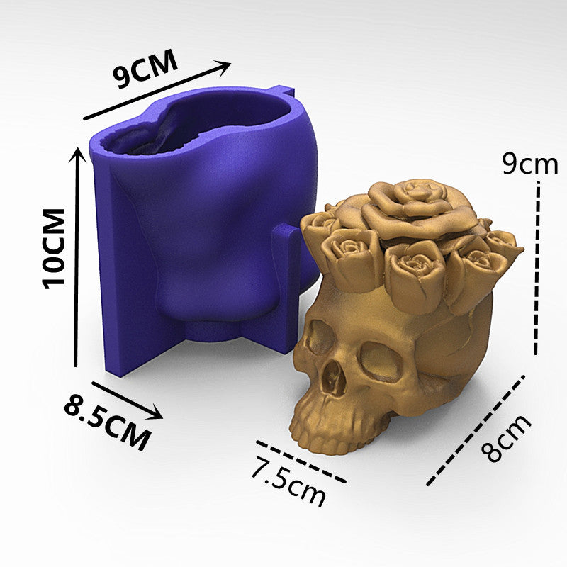 Blue Rose Skull Silicone Mold for Crafts and Decorations