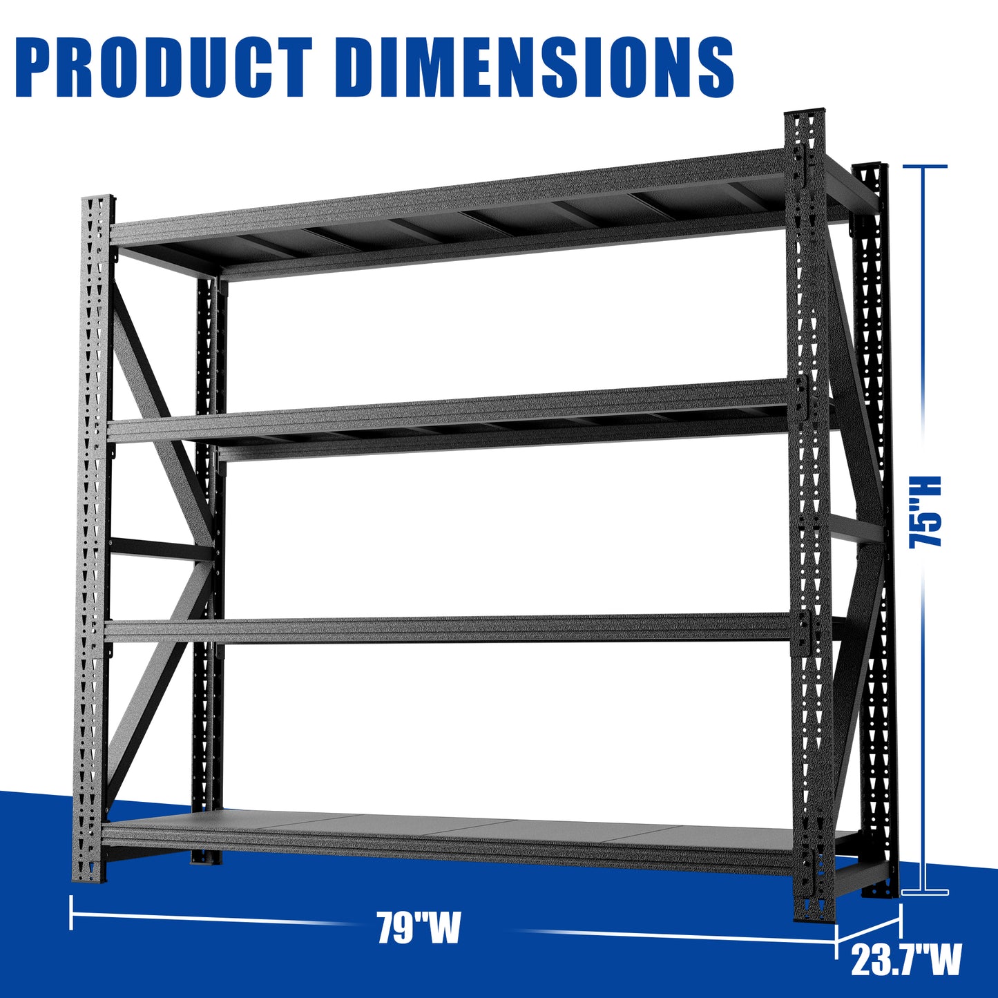 Heavy Duty Metal Adjustable Garage Shelves, 75 H X 79 W Industrial