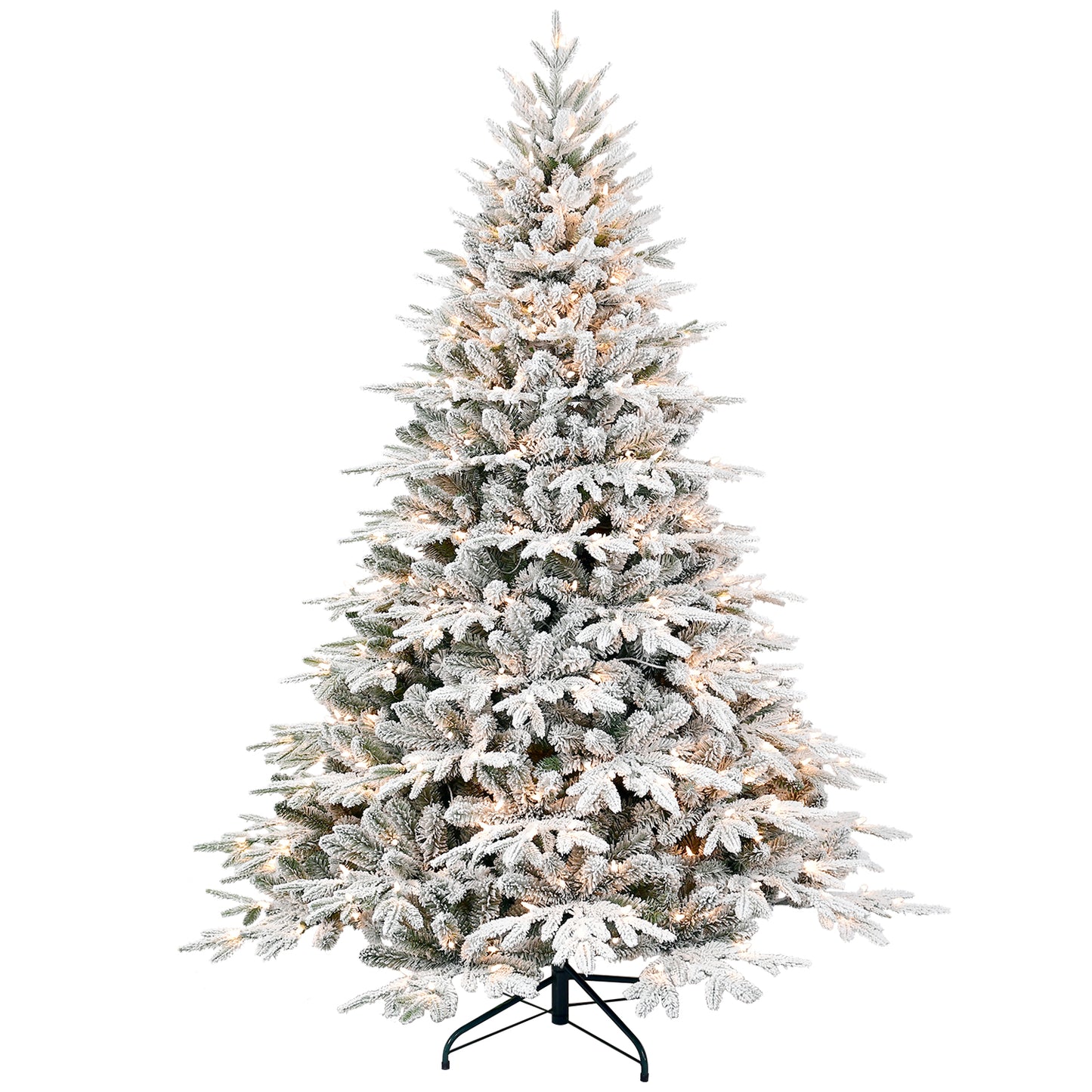 Christmas Tree with Lights - PE/PVC Flocking, Multiple Heights