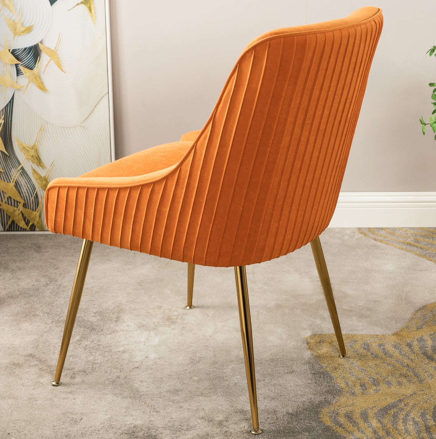 Velvet Dining Chair With Gold Legs, Modern Upholstered Accent Chair,