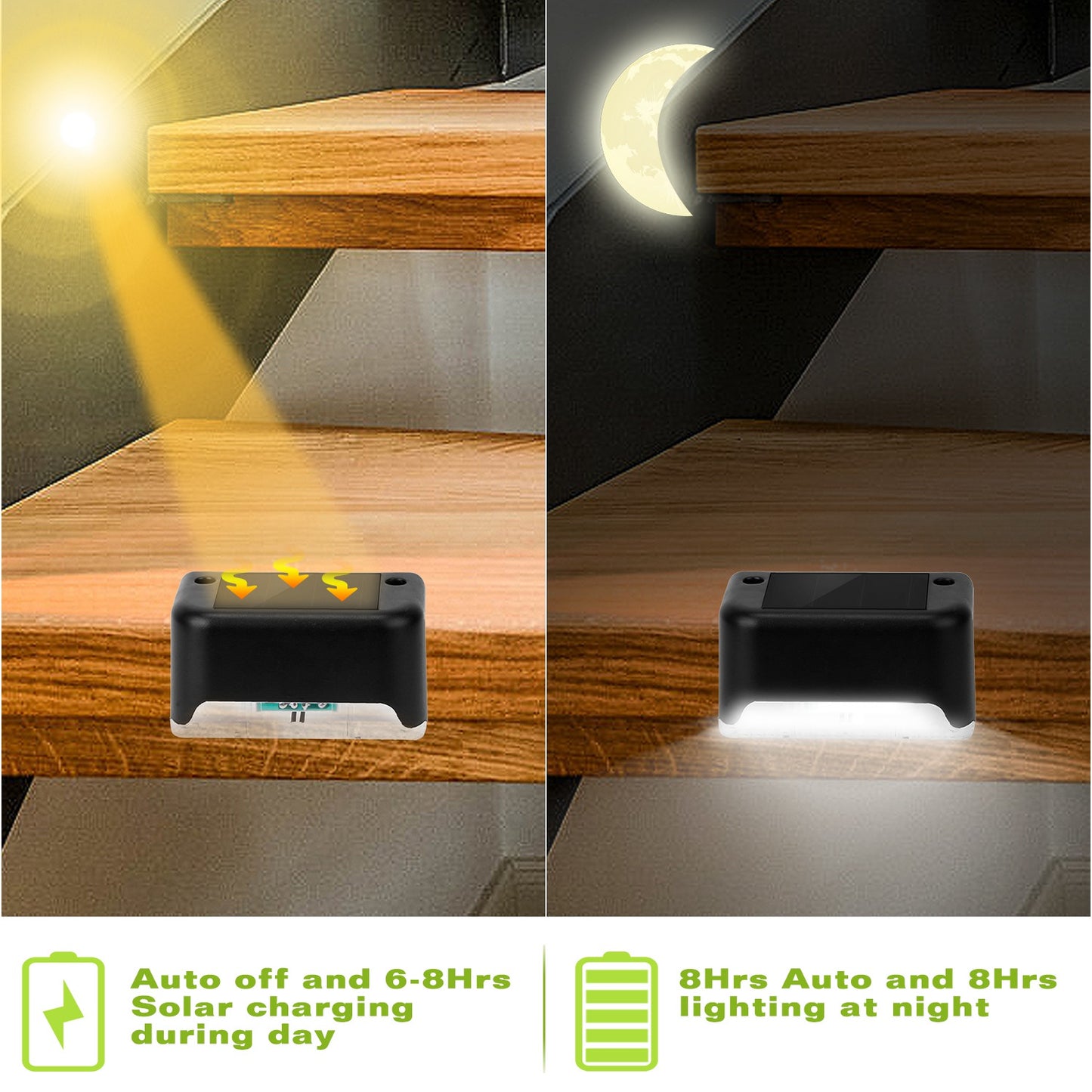 4 Pack Solar LED Step Lights Outdoor Water-Resistant Fence & Path Lights