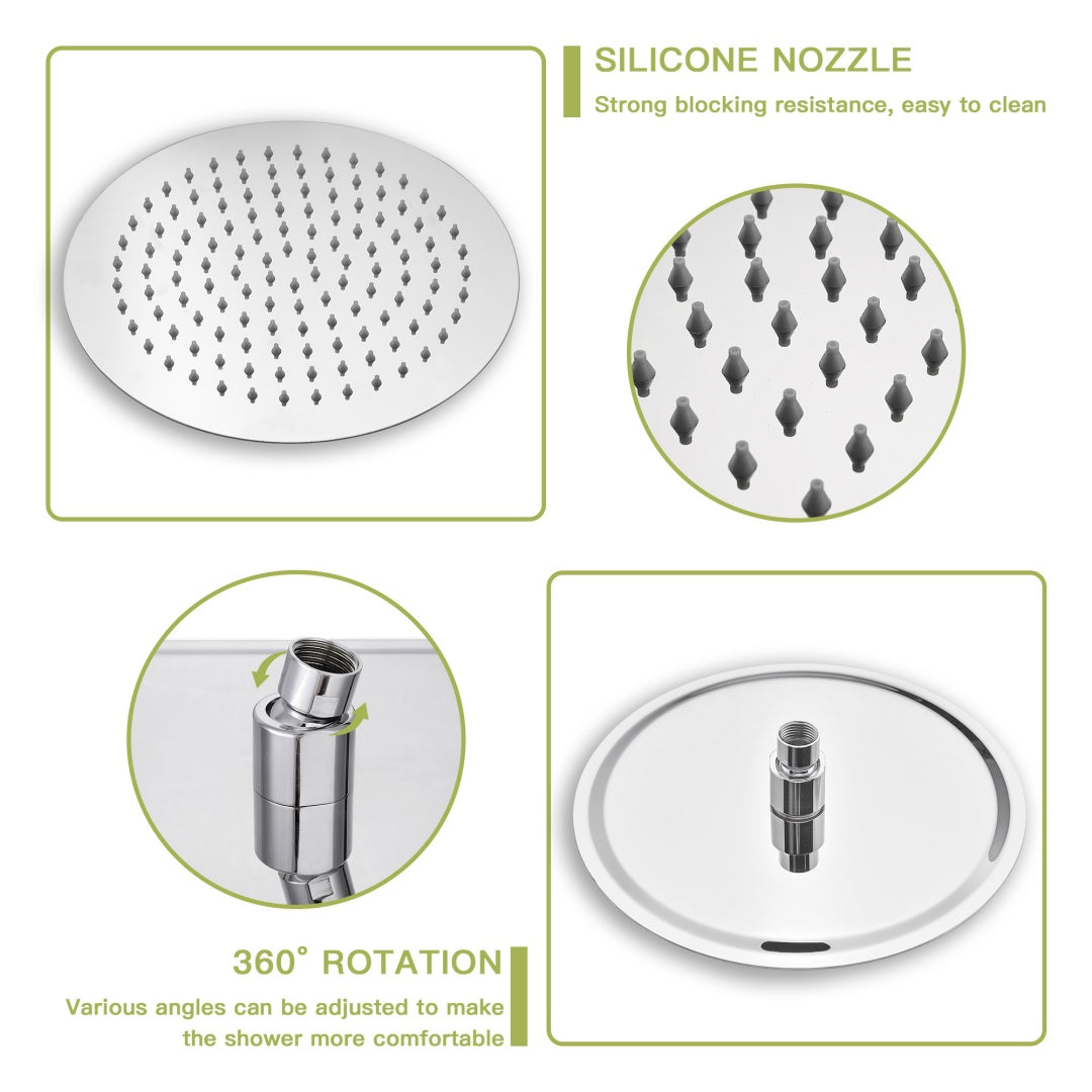 10-Inch Round Shower Set with Hand Shower - Chrome Dual Heads