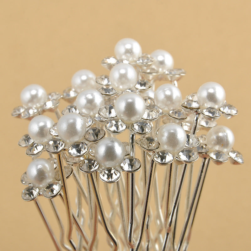 Pearl Flower Hairpin Set - 20 Pieces Bridal Hair Accessories