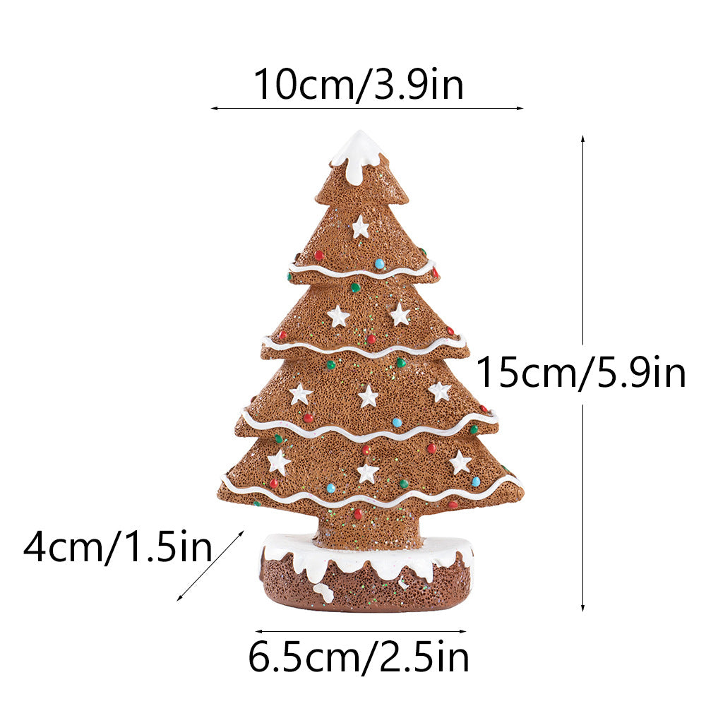 Ginger Cake Christmas Tree Decoration - Resin Holiday Scene