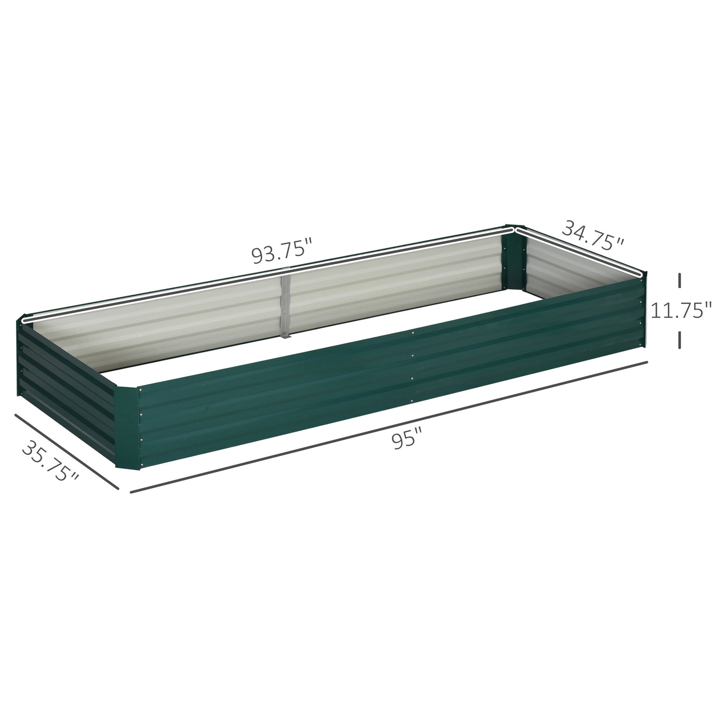 Galvanized Raised Garden Bed - Outdoor Plant Container for Flowers Herbs Vegetables, Easy Assembly, Green, 95x36x12 Inches