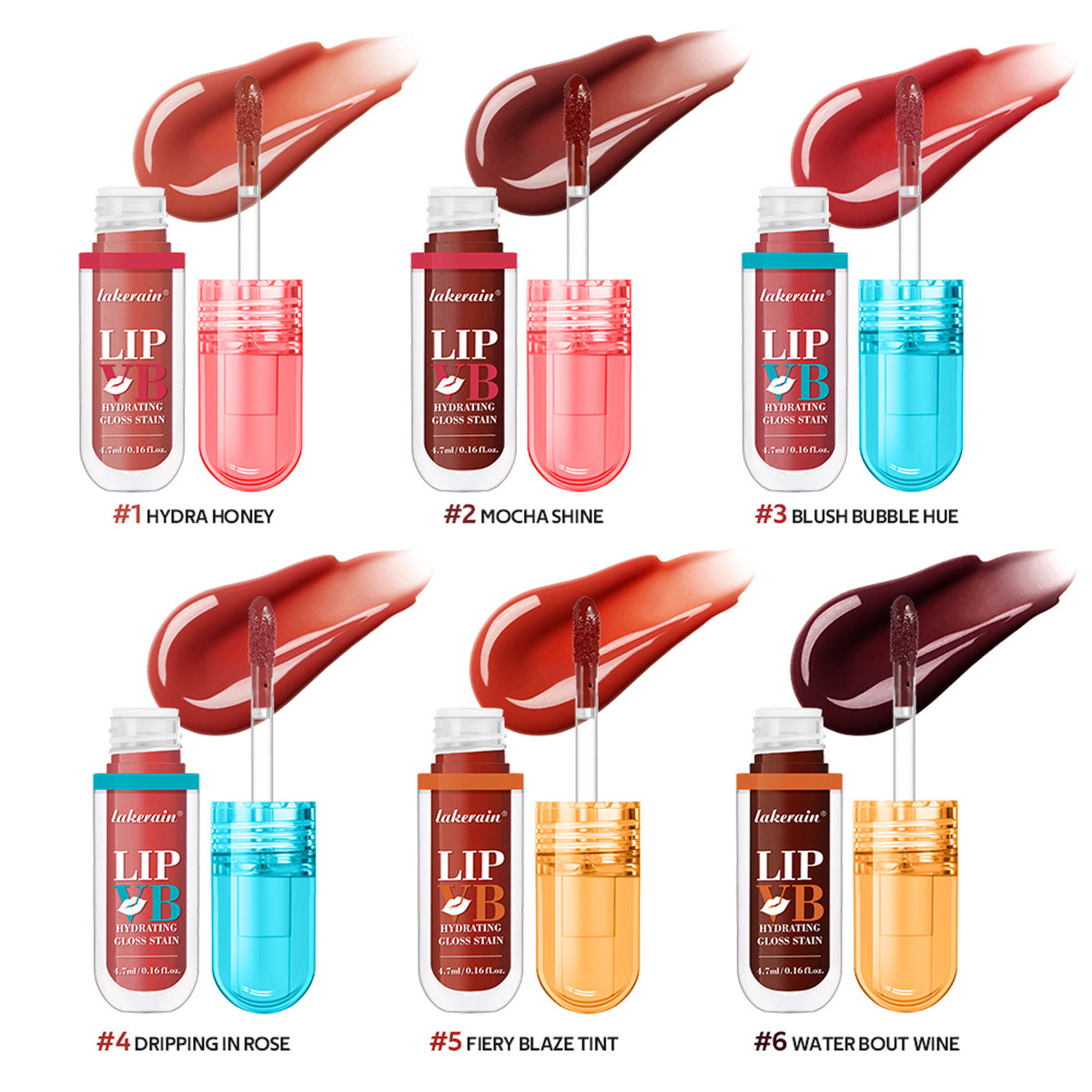 Hydrating Lip Gloss Set - Long-Lasting Moisturizing Lip Color, 6 Shades