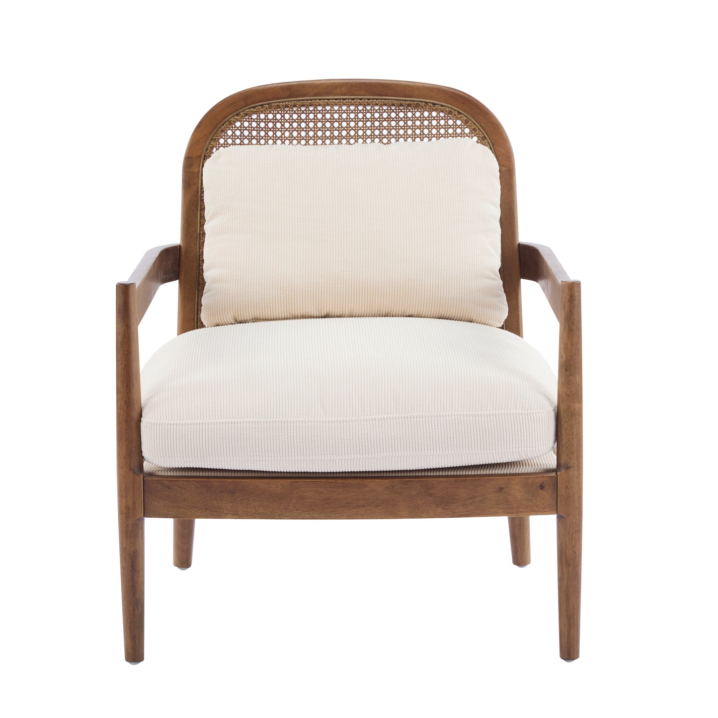 Mid-Century Modern Accent Chair Set - Light Brown & Beige Stripe
