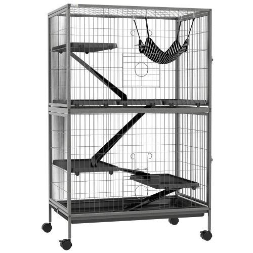 5-Tier Small Animal Cage with Hammock and Heavy Duty Steel Wires - Large Ferret & Chinchilla Habitat, Grey