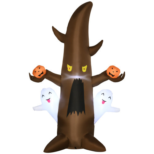 5' Halloween Inflatable Ghost Tree with Pumpkins - LED Yard Decor