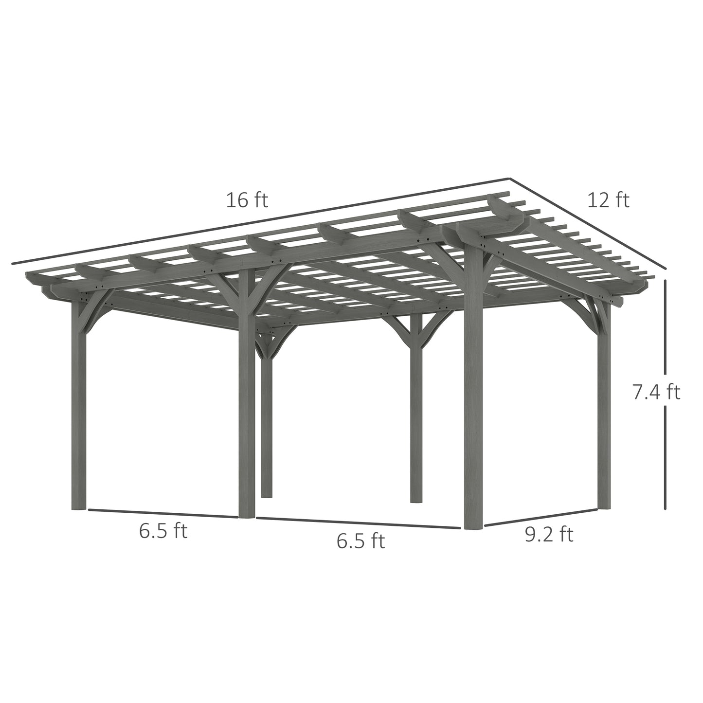Wood Pergola for Climbing Plants - Gray Outdoor Gazebo