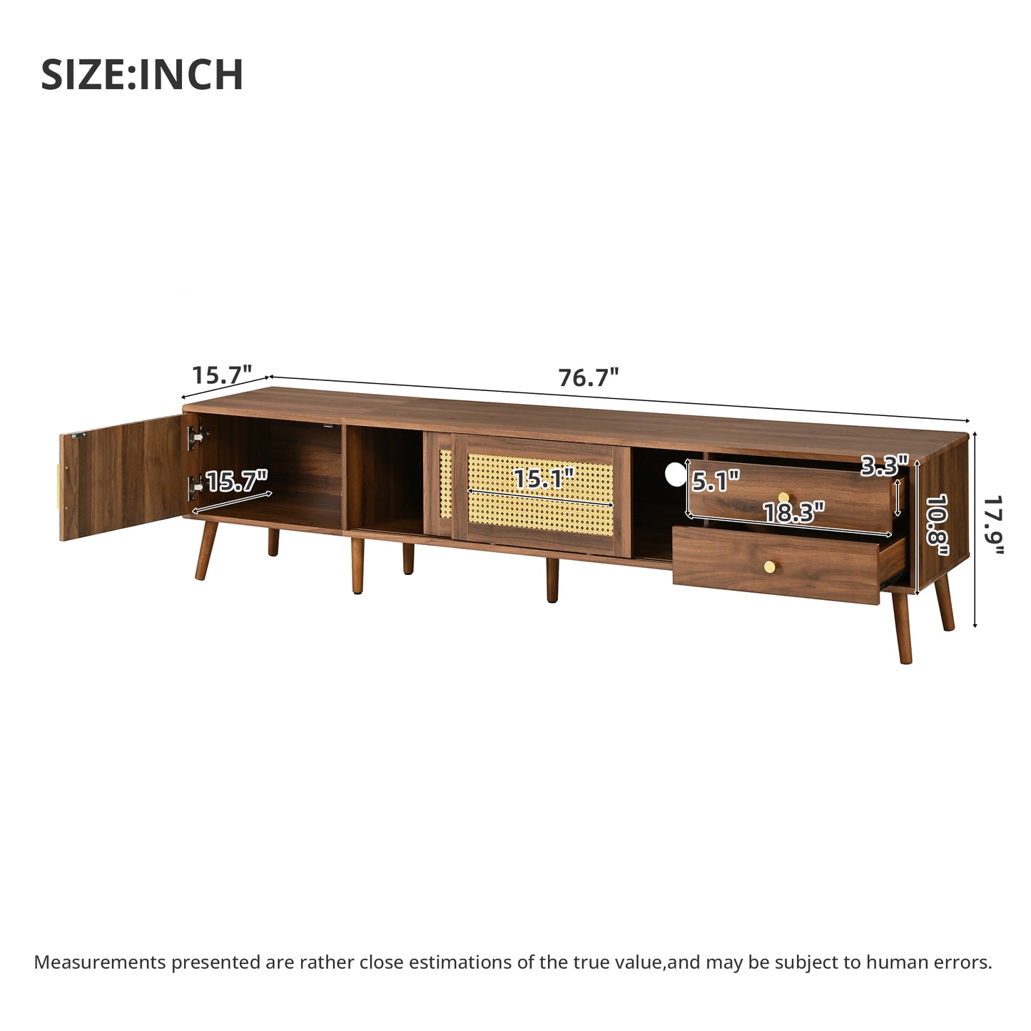 76" Modern Rattan TV Stand for TVs up to 85 Inches - Natural