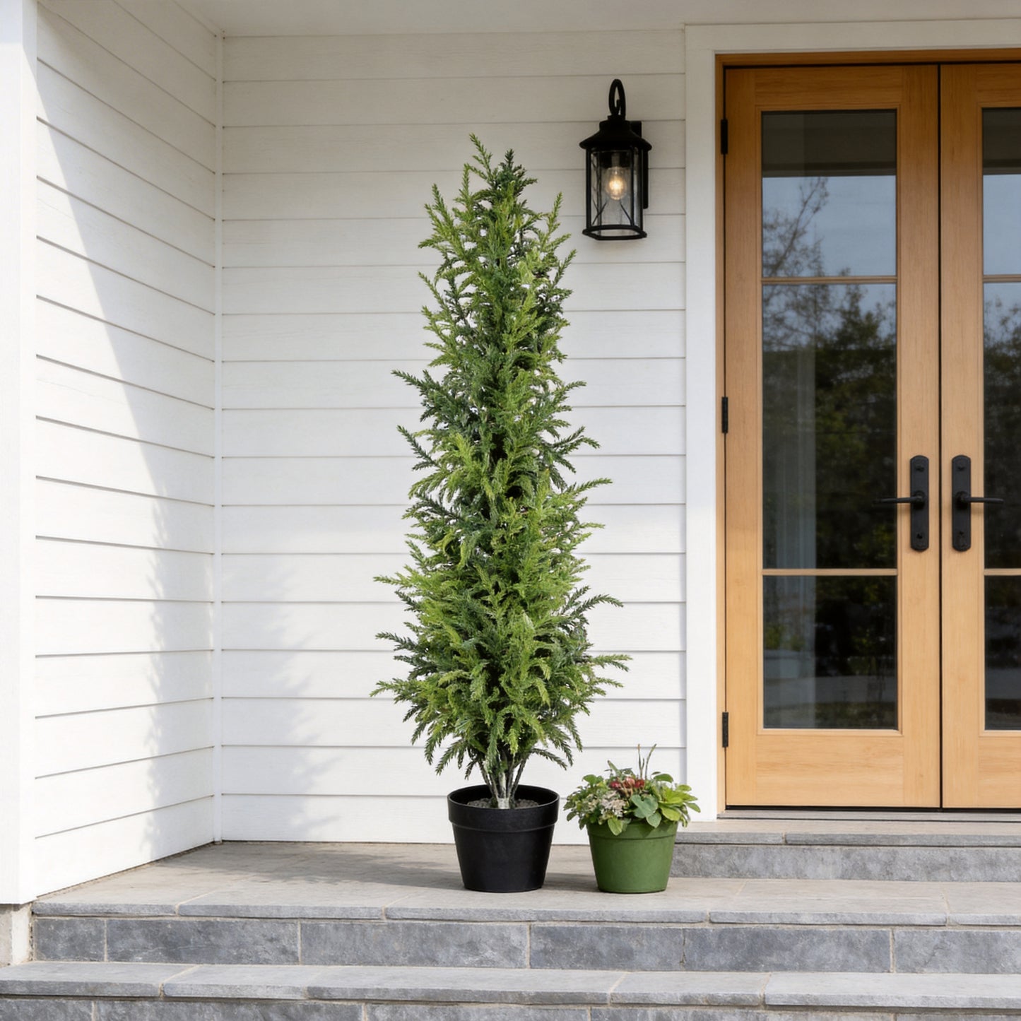4' Real Touch Artificial Pine Tree in Black Pot - Green Leaves