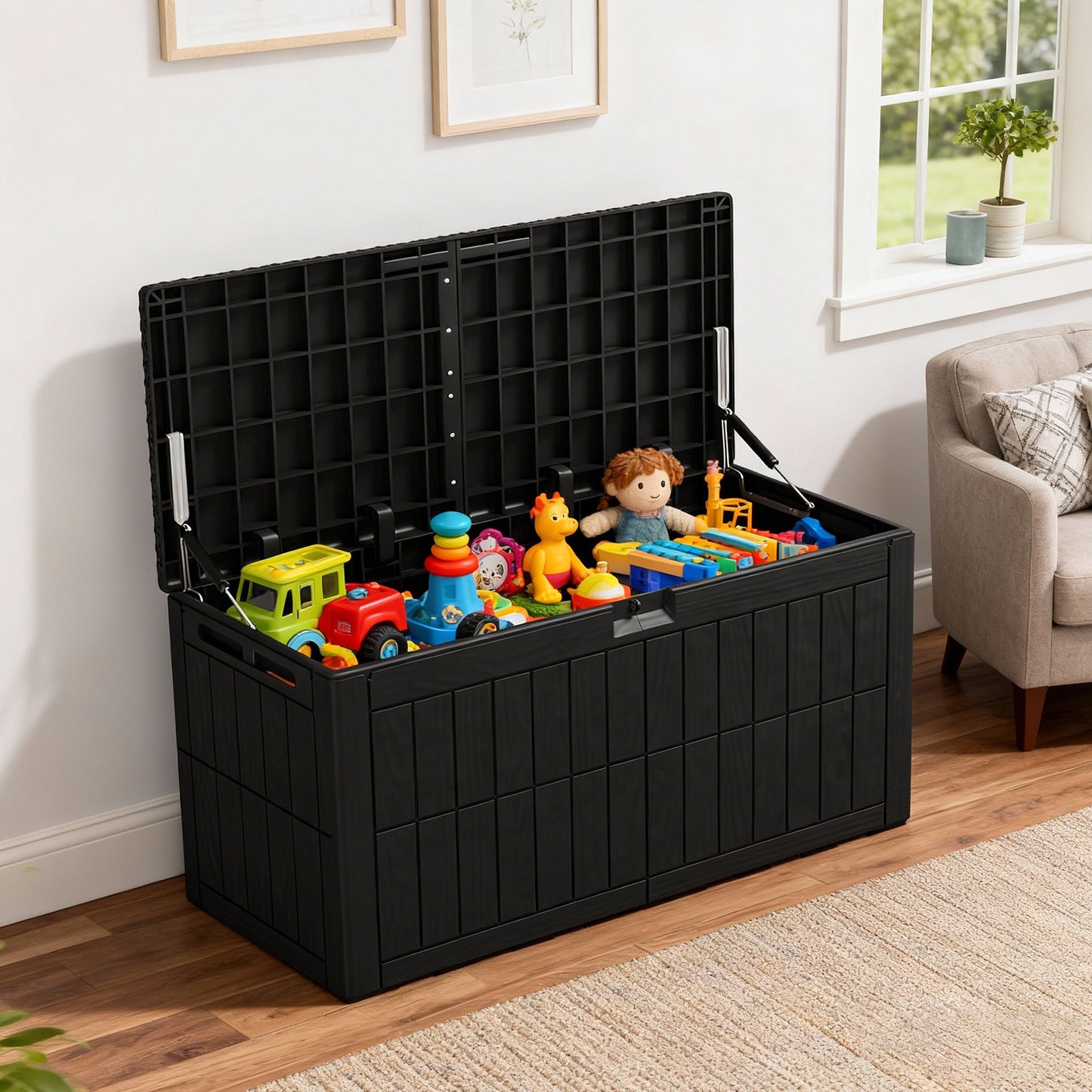 1 0 Gallon Outdoor Storage Box Water Proof Resin Deck Lockable Bin
