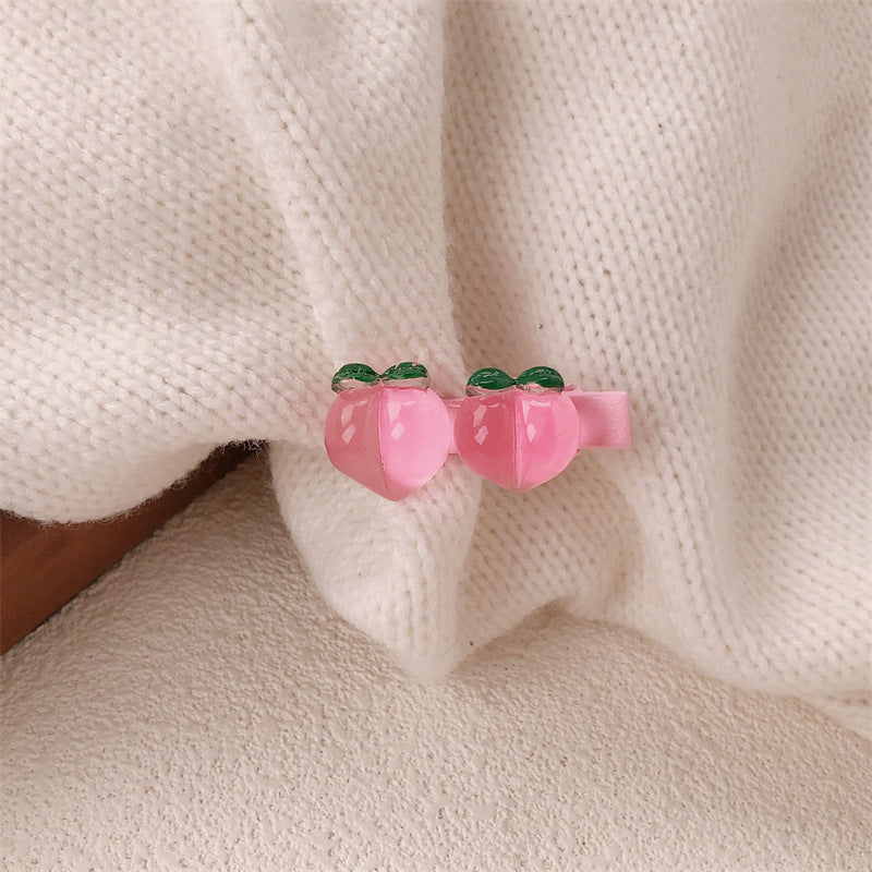 Pink Peach Hair Clips Set for Girls - Sweet Hair Accessories