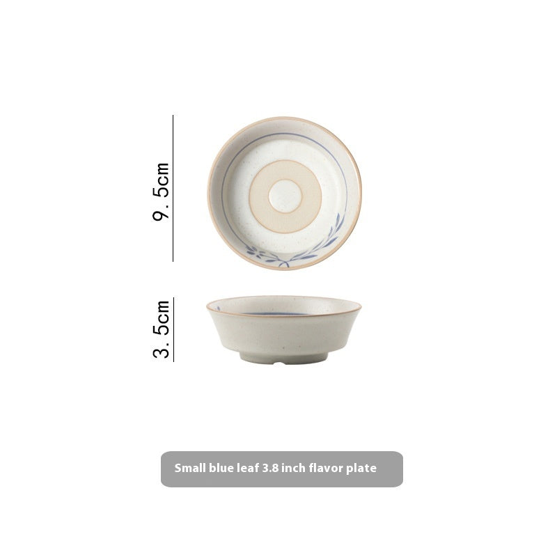 Retro Simple Rice Bowl Set - Household Kitchen Dinnerware with Flower Pattern