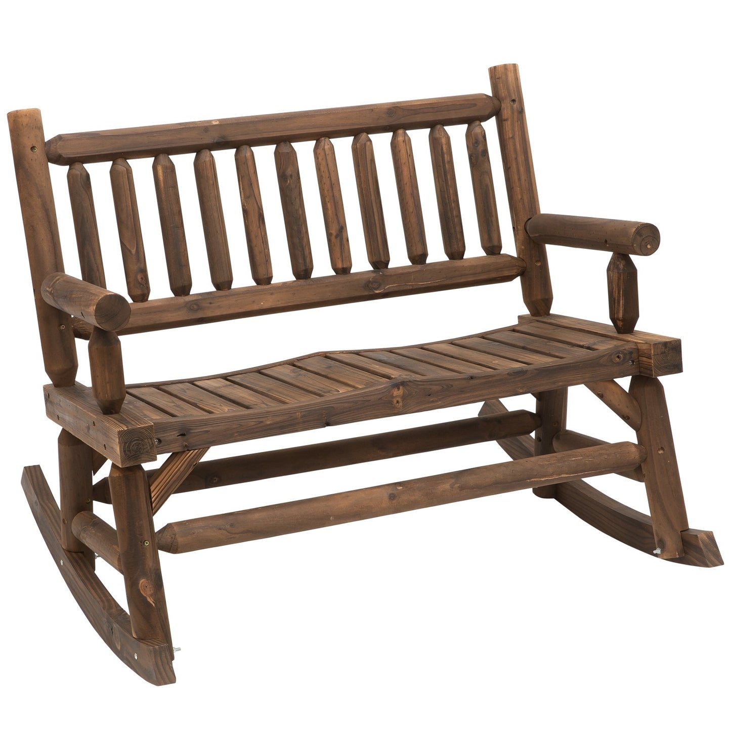 Wood Rocking Chair for Patio - Heavy Duty Loveseat, Walnut