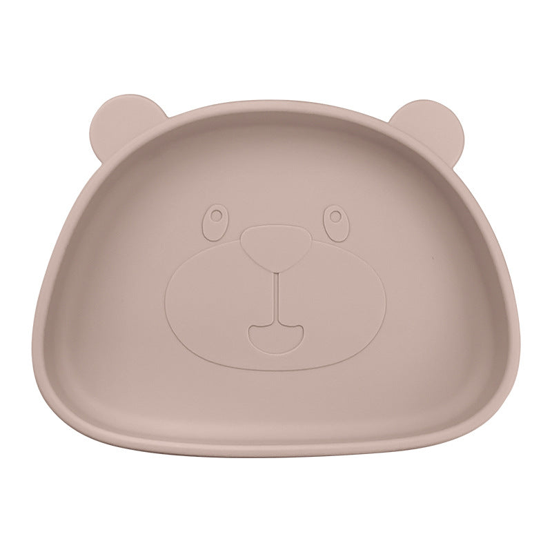 Children's Silicone Food Bowl and Plate Set with Suction Cup - Bear Design