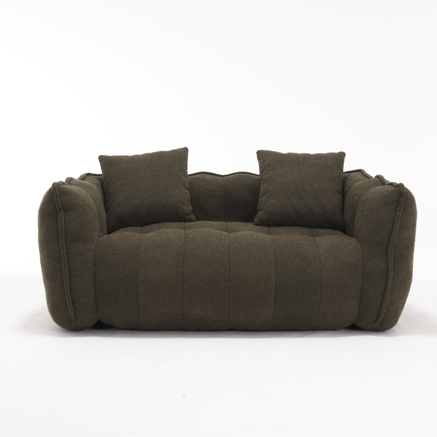 Olive Green Soft Beanbag Chair for Two - Chenille Foam Recliner