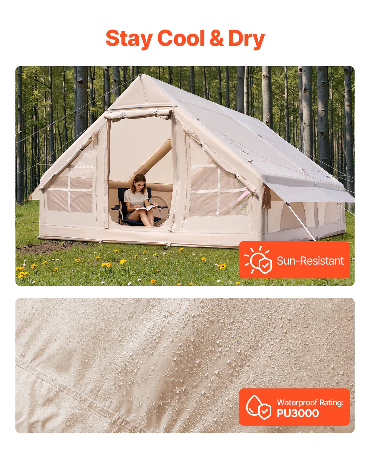 Inflatable Camping Tent for 5-8 People with Pump - Waterproof & Easy Setup