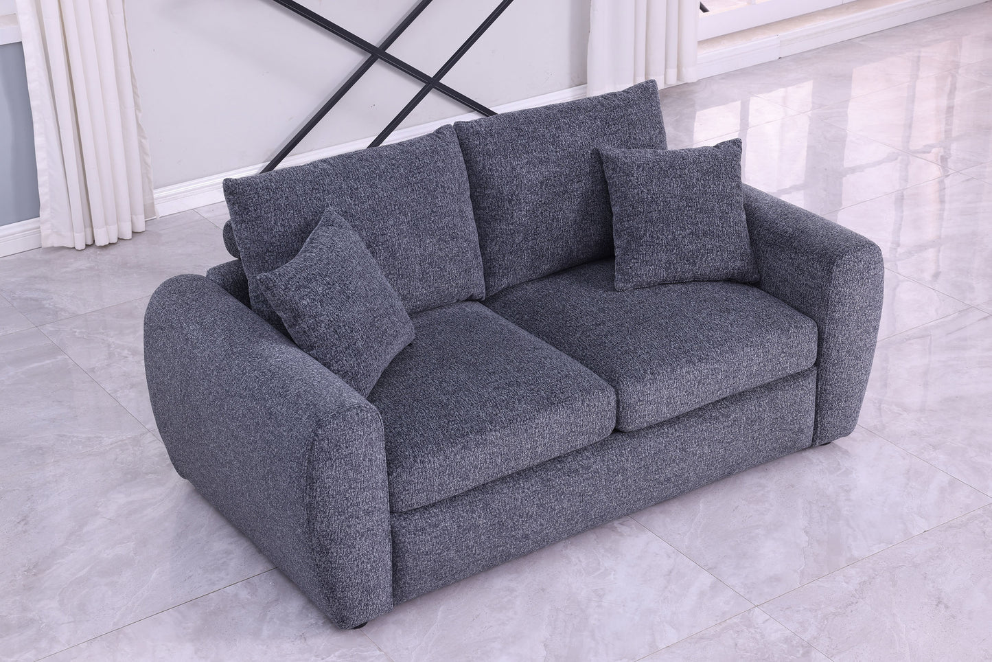 Modern Minimalist Gray Sofa - 2-Seater Medium-Soft Comfort