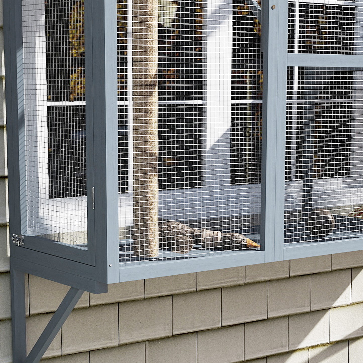 Outdoor Cat Enclosure for 2-3 Cats with Platforms & Scratching Post