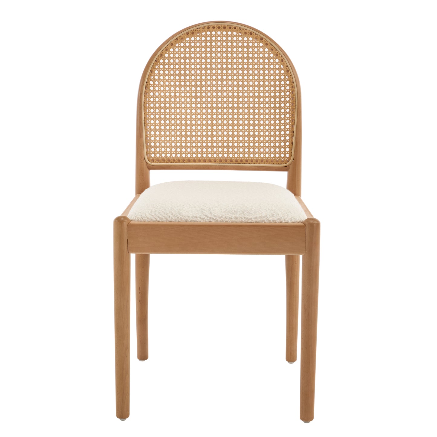 Beige Rattan Dining Chairs Set of 2 - Upholstered Kitchen Seating
