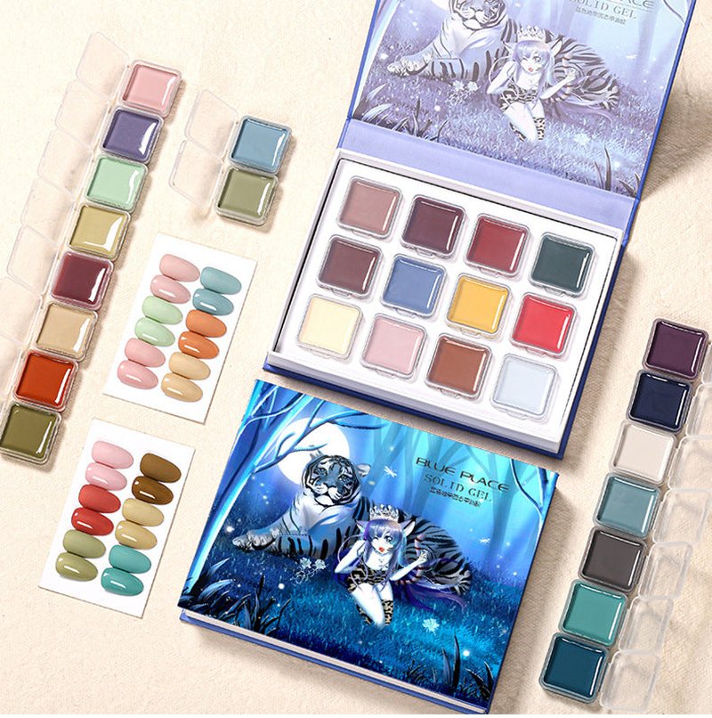 12-Color Nail Art Solid Glue Kit