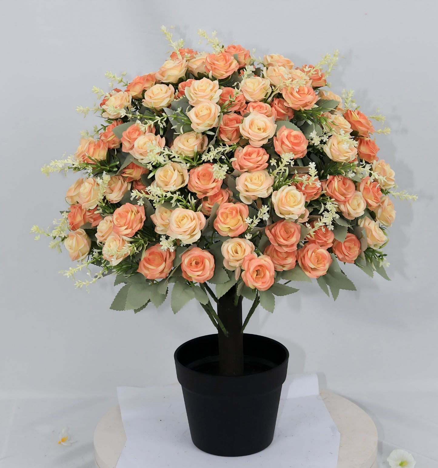 24-Inch Artificial Rose Plant - UV Resistant Faux Floral - Yellow