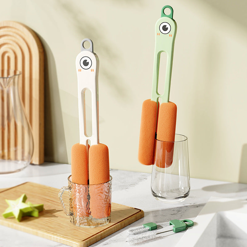 Four-in-One Long Handle Sponge Cleaning Brush for Kitchen & Home