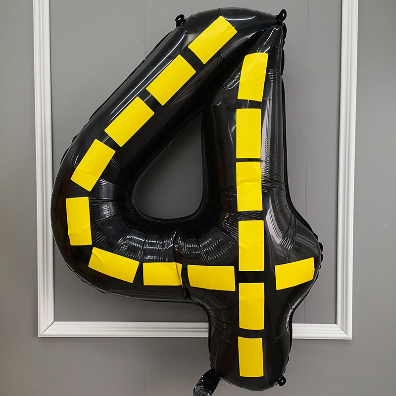 Oversized Number Balloon Set 40 Inch Black Yellow Dotted Party Decor