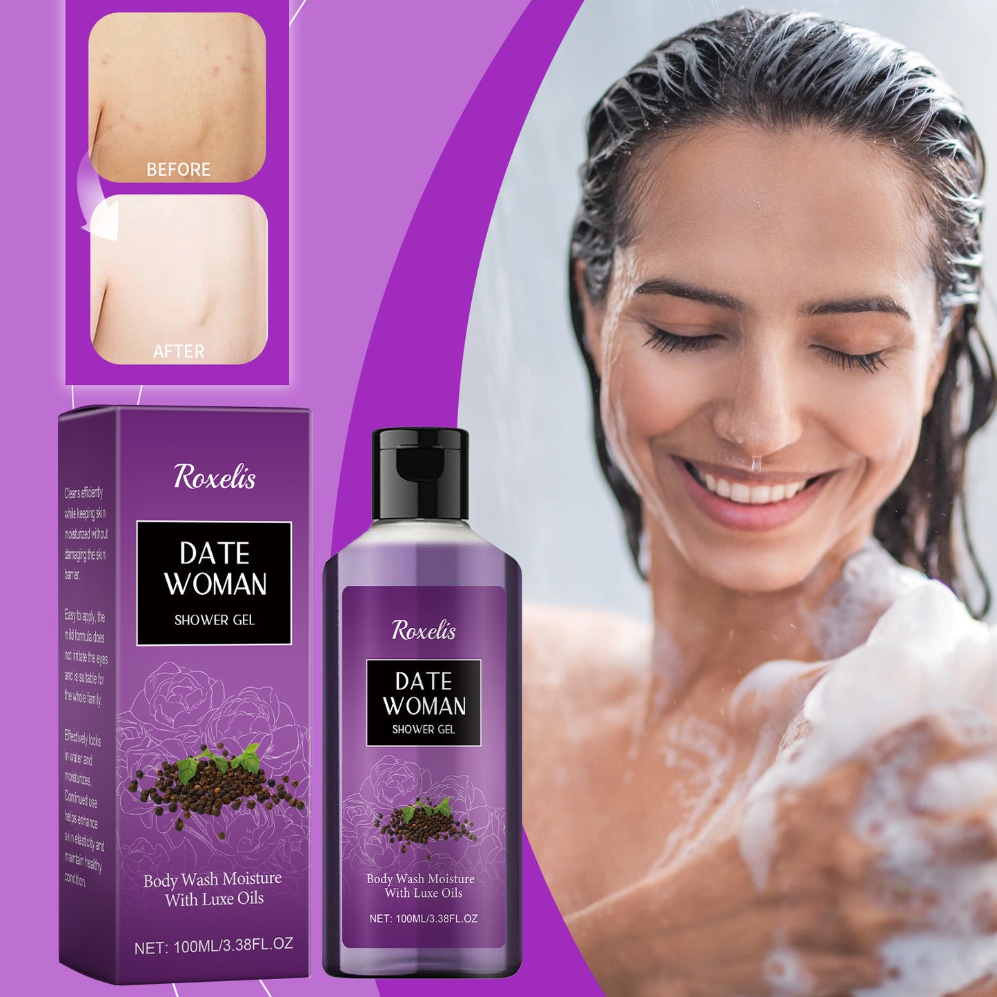Herbal Jasmine Body Wash - Moisturizing Floral Shower Gel for Soft Skin