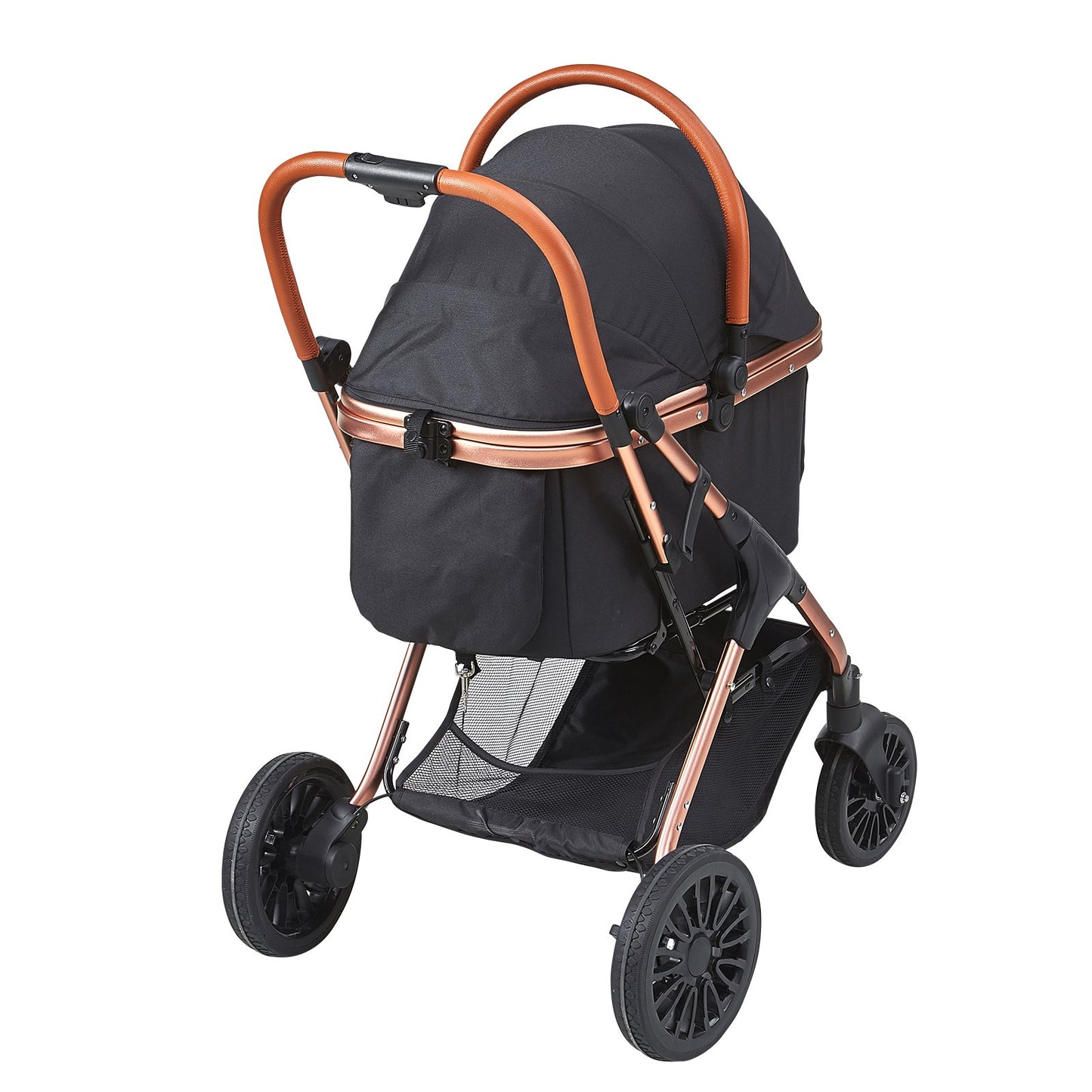 Pet Stroller with Detachable Carrier, 4 Wheels, 66 lbs Capacity, Black