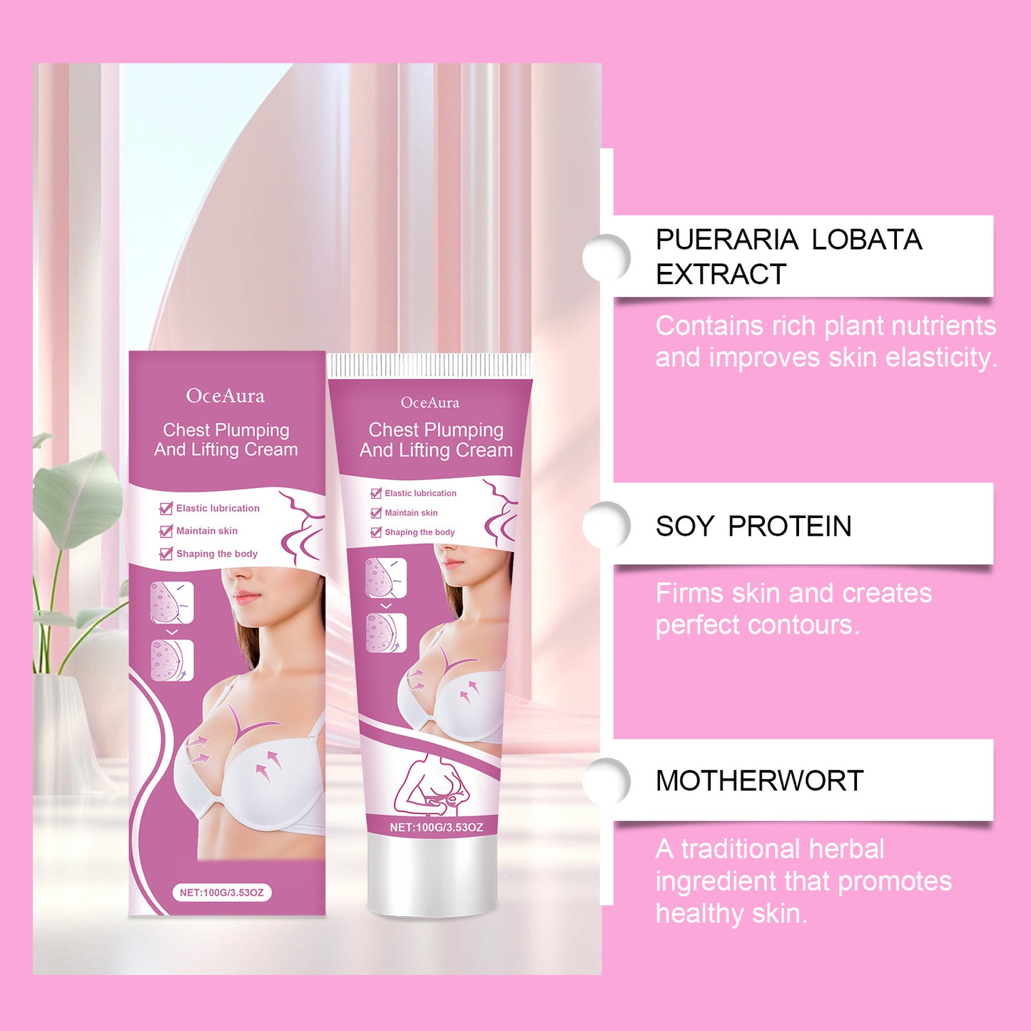 Breast Firming & Plumping Massage Cream - Vitamin E & Soy Protein Bust Lotion