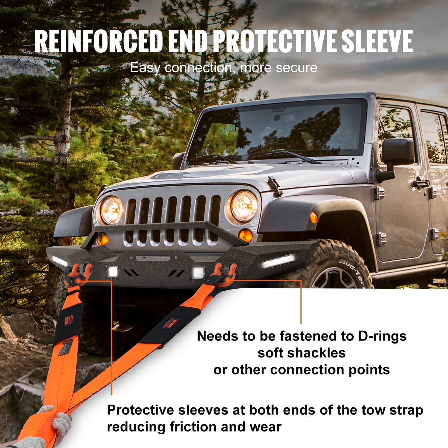 Heavy Duty Tow Strap 4" x 30' 46,500 lbs Capacity Off-Road Recovery Strap