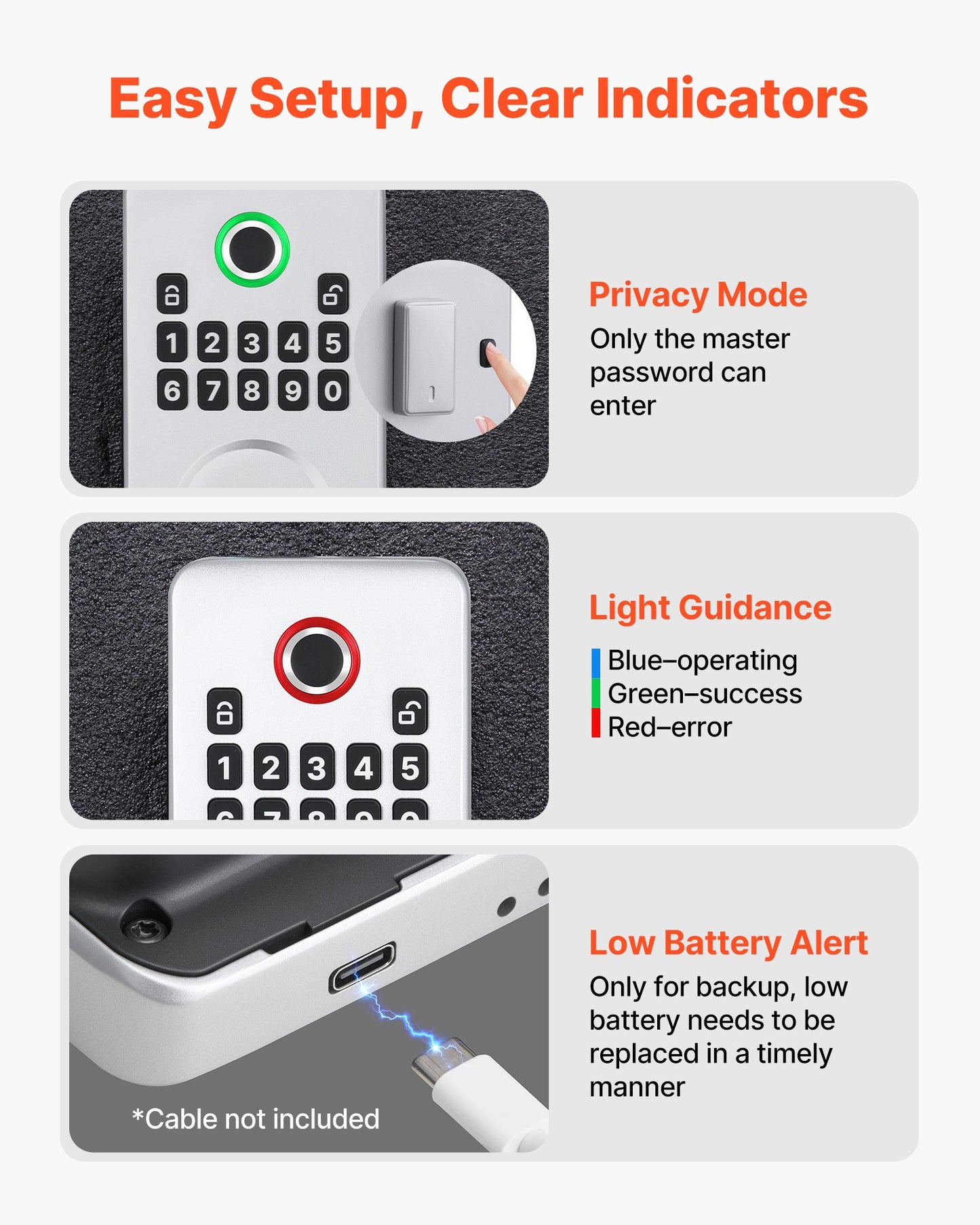 Biometric Fingerprint Door Lock with Keyless Entry and Auto Locking - Silver