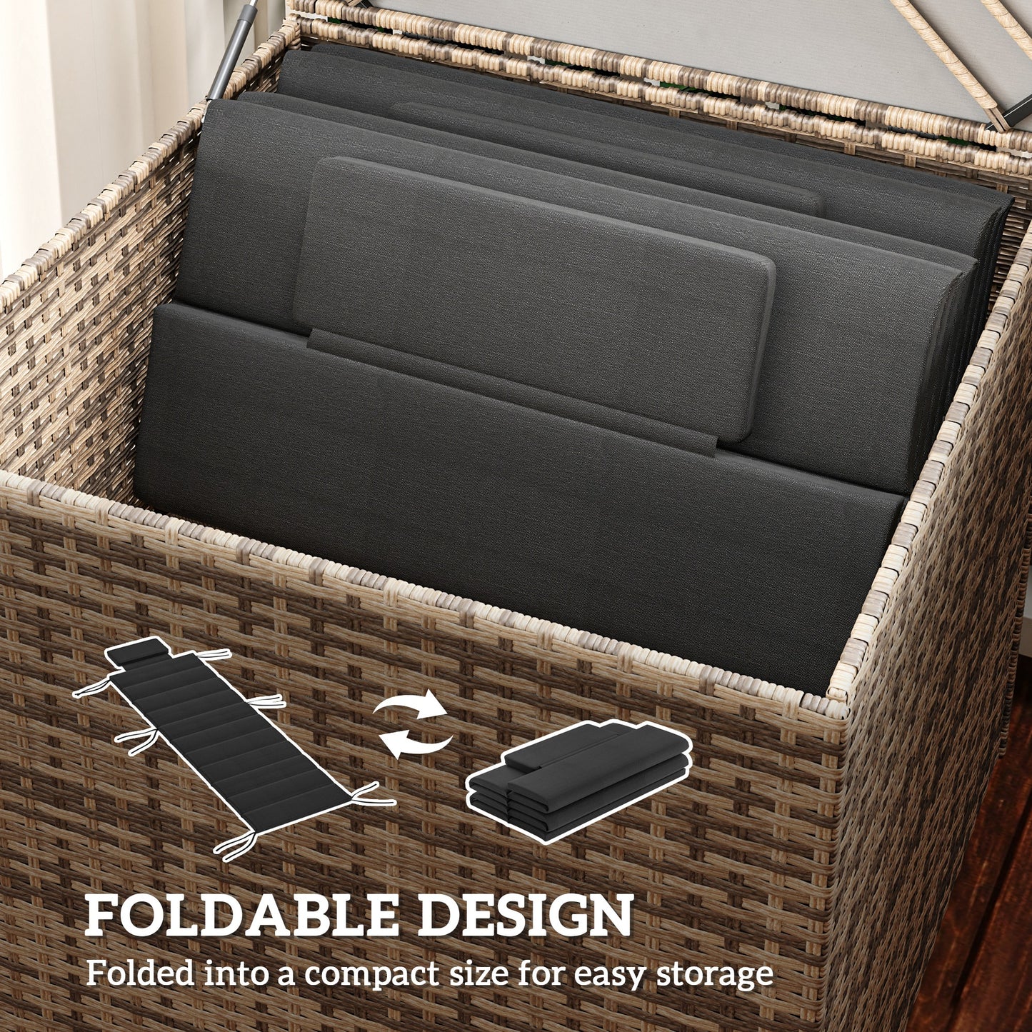 Outdoor Chaise Lounge Cushion Set of 2 – UPF50+ Black, 80" x 26"