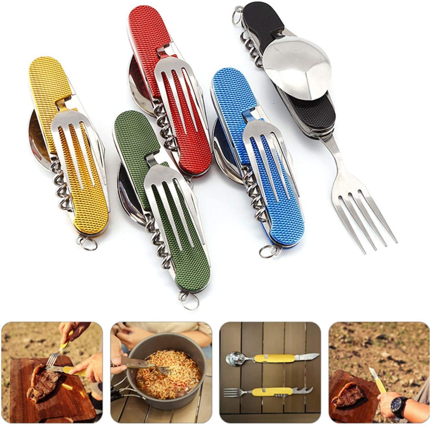 Stainless Steel Folding Detachable Tableware - Modern Kitchen Dining Set