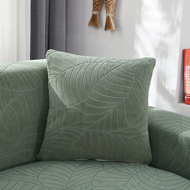 Nordic Style Jacquard Leaf Pattern Pillow Cases Set 45x45cm for Home & Bedroom