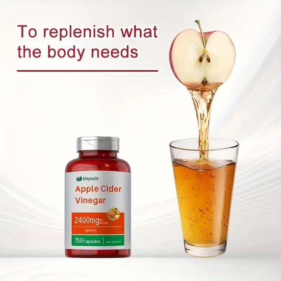 Apple Cider Vinegar Capsules 2400mg - 150 Capsules, Gluten-Free Supplement