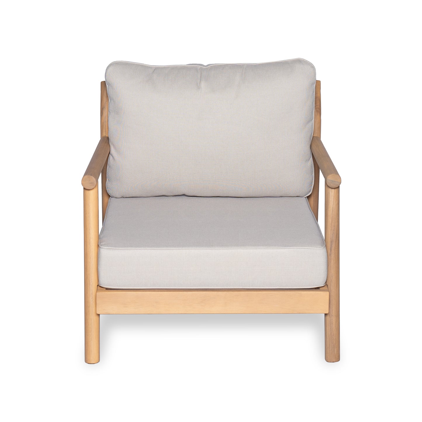 Patio Acacia Wood Club Chair With Water-resistant Cushion, Teak Beige