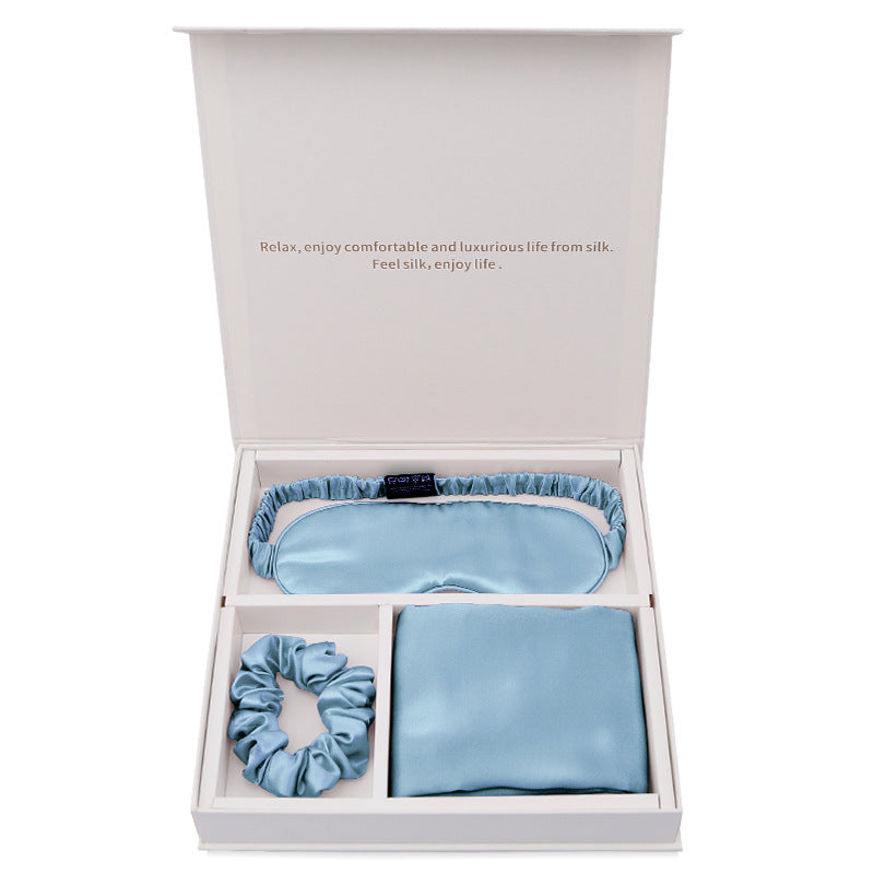 Silk Eye Mask Pillowcase Set with Hair Band - Sleep & Relaxation Gift Box